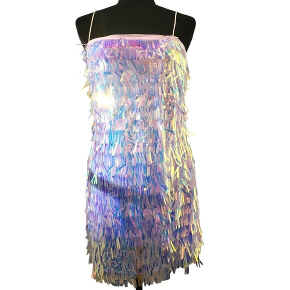 Holiday Beaded Fringes Luxury Designer Runway Cocktail Evening Party Prom Dress - Picture 2 of 16